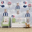 Ver imagem 3 de Papel de parede balão ursinho balão infantil menina para quarto de bebê M² PP122