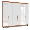 Ver imagem 2 de Guarda Roupa 6 Portas 4 Gavetas com Espelho Porto Branco/Freijó
