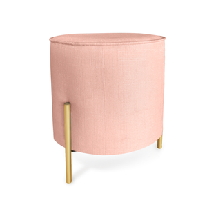 Puff Redondo Decorativo Suede com Pé de Metal Epóxi Dourado - rose