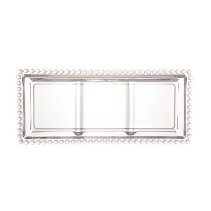 Petisqueira de Cristal C/3 Divisões Bolinha 30 X 13 X 3cm