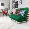 Sofa Cama Casal Futon Oriental Verde Bandeira com Madeira Maciça - 2