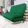 Sofa Cama Casal Futon Oriental Verde Bandeira com Madeira Maciça - 1