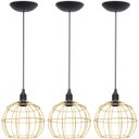Ver imagem 1 de 3 Pendentes Aramado Globo Luminária Lustre Teto Retrô Vintage Industrial Balcão Dourado