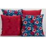 Kit com 4 Capas para Almofadas Decorativas Estampa Vermelho com Azul - 1