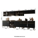 Ver imagem 5 de Armário de Cozinha Completa Atlanta Base com Vidro Carraro Preto Touch