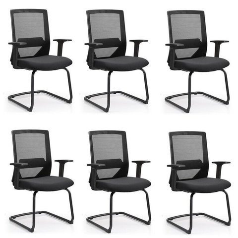 Kit 6 Cadeiras Interlocutor Office Chicago Fixa Rivatti