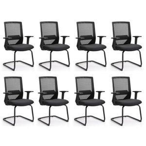 Kit 8 Cadeiras Interlocutor Office Chicago Fixa