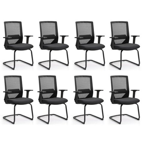 Kit 8 Cadeiras Interlocutor Office Chicago Fixa Rivatti