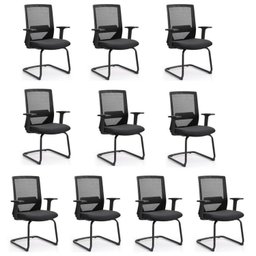 Kit 10 Cadeiras Interlocutor Office Chicago Fixa - 1