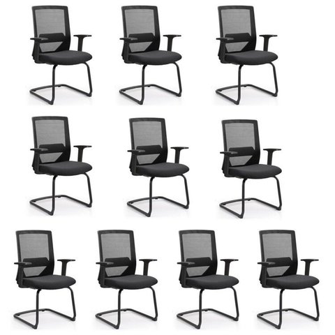 Kit 10 Cadeiras Interlocutor Office Chicago Fixa Rivatti