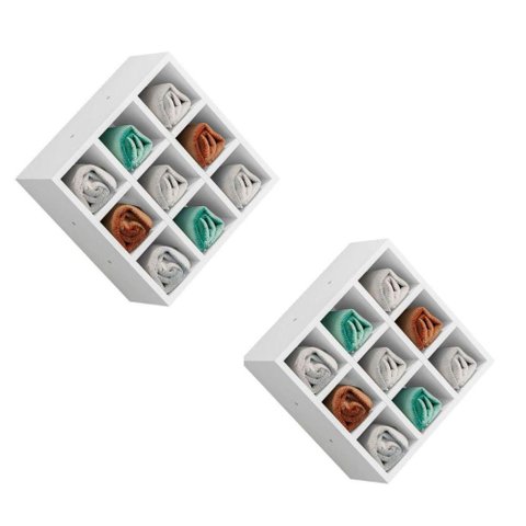 Kit 2 Suporte Porta Toalha Alice 9 Nichos Toalheiro Multiuso Branco