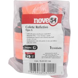 Colete refletivo laranja tipo X tamanho G - Nove54 - 2