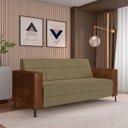Ver imagem 2 de Sofá Living Decorativo Houston 2 Lugares 160cm Pés em Metal Veludo/ Pu Bege Escuro/ Marrom G33 - Gra