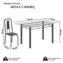 Ver imagem 3 de Conjunto de Mesa Tubular 140cm x 75cm Tampo Vidro Incolor com 6 Cadeiras Lívia Prata/Preto