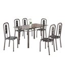 Ver imagem 2 de Conjunto de Mesa Tubular 140cm x 75cm Tampo Vidro Incolor com 6 Cadeiras Lívia Prata/Preto