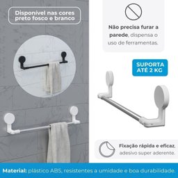 Porta Toalha para Banheiro com Adesivo Astra - 10
