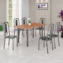Ver imagem 1 de Conjunto de Mesa Tubular 136cm x 72cm Tampo MDF com 6 Cadeiras Lívia Prata/Preto