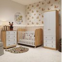 Ver imagem 1 de Quarto de Bebê Guarda-Roupa Cômoda e Berço Cambalhota 100% MDF Espresso Móveis Branco Brilho/Amêndoa