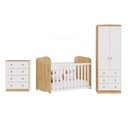 Ver imagem 2 de Quarto de Bebê Guarda-Roupa Cômoda e Berço Cambalhota 100% MDF Espresso Móveis Branco Brilho/Amêndoa