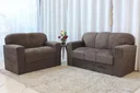 Ver imagem 1 de Conjunto Sofá 3 e 2 Lugares Xaropinho Suede Marrom - Al Móveis