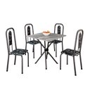 Ver imagem 2 de Conjunto de Mesa Tubular 70cm x 70cm Tampo Granito Topázio com 4 Cadeiras Lívia Prata/Preto