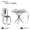 Ver imagem 3 de Conjunto de Mesa Tubular 70cm x 70cm Tampo Granito Topázio com 4 Cadeiras Lívia Prata/Preto