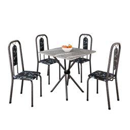 Conjunto de Mesa Tubular 70cm X 70cm Tampo Granito Topázio com 4 Cadeiras Lívia - 2