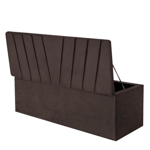 Calçadeira Baú Recamier Estofada Cama de Casal 140cm Bélgica Suede Marrom- Mabe Magazine