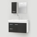 Ver imagem 2 de Kit Gabinete Armario para Banheiro com Cuba e Espelho 73cm Quality Fimap Montado Branco Grafite