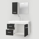 Ver imagem 3 de Kit Gabinete Armario para Banheiro com Cuba e Espelho 73cm Quality Fimap Montado Branco Grafite