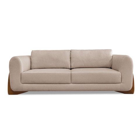 Sofá 3 Lugares Base de Madeira Clarissa 250 Cm Linho S04 - D'Rossi Cor Areia