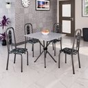 Ver imagem 1 de Conjunto de Mesa Tubular 70cm x 70cm Tampo Granito Ocre com 4 Cadeiras Lívia Prata/Preto
