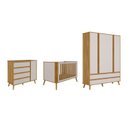 Ver imagem 2 de Quarto de Bebê Berço Arredondado 3 em 1 Guarda-Roupa 4 Portas e Cômoda 100% MDF Luly Espresso Móveis Bege/Off White/Amêndoa