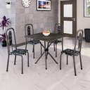 Ver imagem 1 de Conjunto de Mesa Tubular 70cm x 70cm Tampo Ardósia Indiano com 4 Cadeiras Lívia Prata/Preto
