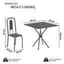 Ver imagem 3 de Conjunto de Mesa Tubular 70cm x 70cm Tampo Ardósia Indiano com 4 Cadeiras Lívia Prata/Preto