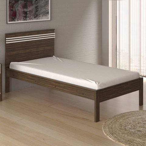 Cama de Solteiro Nogal/branco Cm8010 - Tecno Mobili