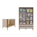 Ver imagem 3 de Quarto de Bebê Berço Arredondado 3 em 1 e Guarda-Roupa 4 Portas 100% MDF Luly Espresso Móveis Bege/Off White/Amêndoa