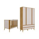 Ver imagem 2 de Quarto de Bebê Berço Arredondado 3 em 1 e Guarda-Roupa 4 Portas 100% MDF Luly Espresso Móveis Bege/Off White/Amêndoa