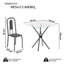 Ver imagem 3 de Conjunto de Mesa Tubular 75cm x 75cm Tampo Vidro Incolor com 4 Cadeiras Lívia Prata/Preto