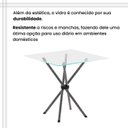 Ver mais imagens de Conjunto de Mesa Tubular 75cm x 75cm Tampo Vidro Incolor com 4 Cadeiras Lívia Prata/Preto