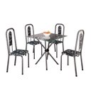 Ver imagem 2 de Conjunto de Mesa Tubular 75cm x 75cm Tampo Vidro Incolor com 4 Cadeiras Lívia Prata/Preto