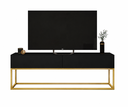 Ver imagem 2 de Rack para Sala Preto Estante Industrial para TV Pé de Ferro Dourado