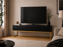 Ver imagem 1 de Rack para Sala Preto Estante Industrial para TV Pé de Ferro Dourado