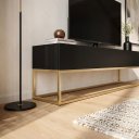 Ver imagem 4 de Rack para Sala Preto Estante Industrial para TV Pé de Ferro Dourado
