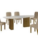 Ver imagem 7 de Conjunto Sala de Jantar Mesa Orgânica com Vidro 6 Cadeiras Isis
