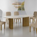 Ver imagem 1 de Conjunto Sala de Jantar Mesa Orgânica com Vidro 6 Cadeiras Isis