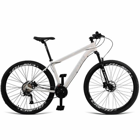 Bicicleta Unisex 15" Aro Aero 29 24v Freios a Disco Suspensão 80mm Guidão Curvo Branco/grafite