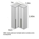 Ver imagem 4 de Guarda-Roupa de 3 Portas Canto Reto 100% MDF Branco Altezza Trend