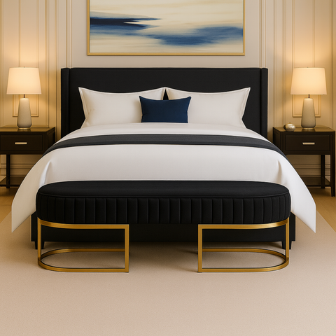 Recamier Glow 110cm Puff Moderno Premium Sala e Quarto:preto