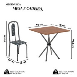 Conjunto de Mesa Tubular 70cm X 70cm Tampo Mdf com 4 Cadeiras Lívia - 3